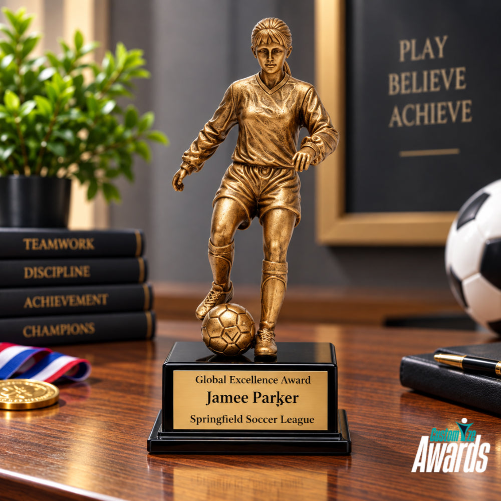 Striker's  Ambition | Personalized Soccer Performance Recognition Trophy