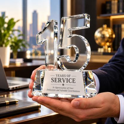 Noble Rise | Custom Crystal 15 Years of Service Recognition Award