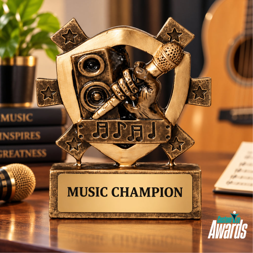 Mini Karaoké | Trophée Bouclier Gravé sur Mesure pour Concours de Chant