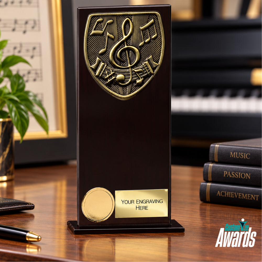 Music Black | Personalized glass award plaque for music achievement