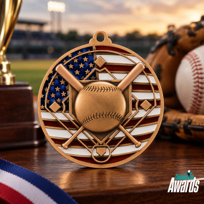Drapeau des États-Unis | Médaille de baseball personnalisée pour une performance athlétique