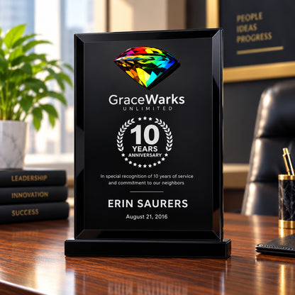 Prismatic Crystal | Custom Engraved Plaque Award for Employee Recognition