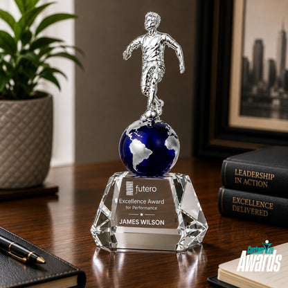 Excellence mondiale | Trophée ballon de football en cristal pour le Champion du Monde