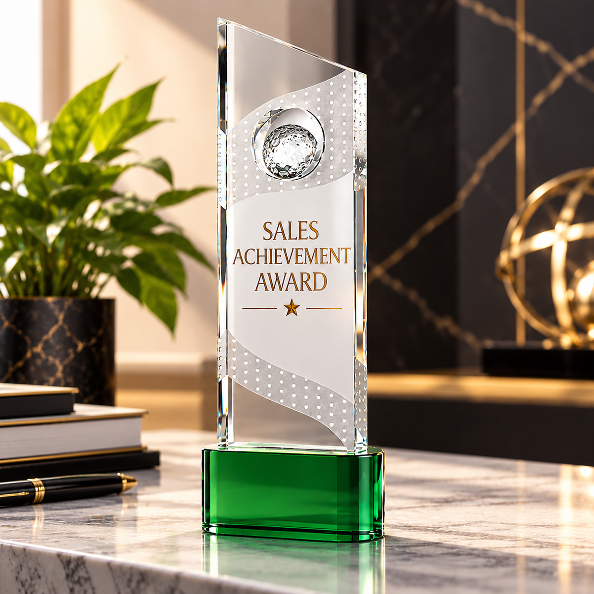 Emerald Crest | Custom Crystal Sales Achievement Award