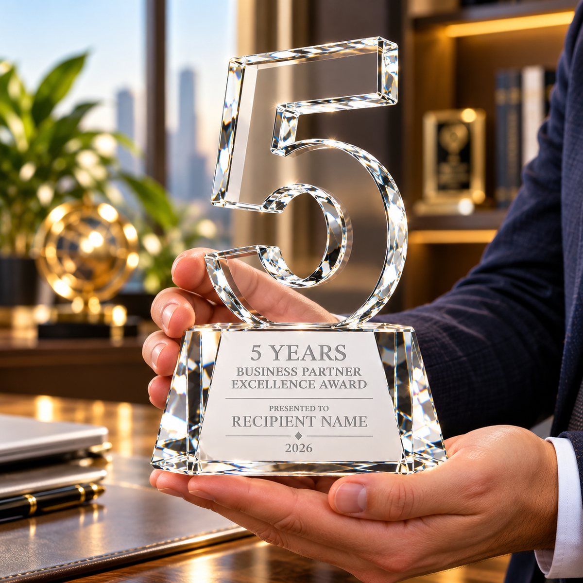 Noble Rise | Custom Crystal 5 Years of Service Recognition Award
