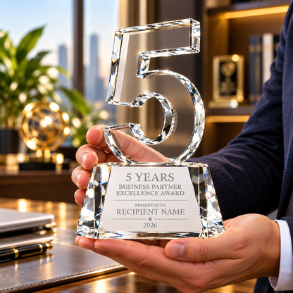 Noble Rise | Custom Crystal 5 Years of Service Recognition Award