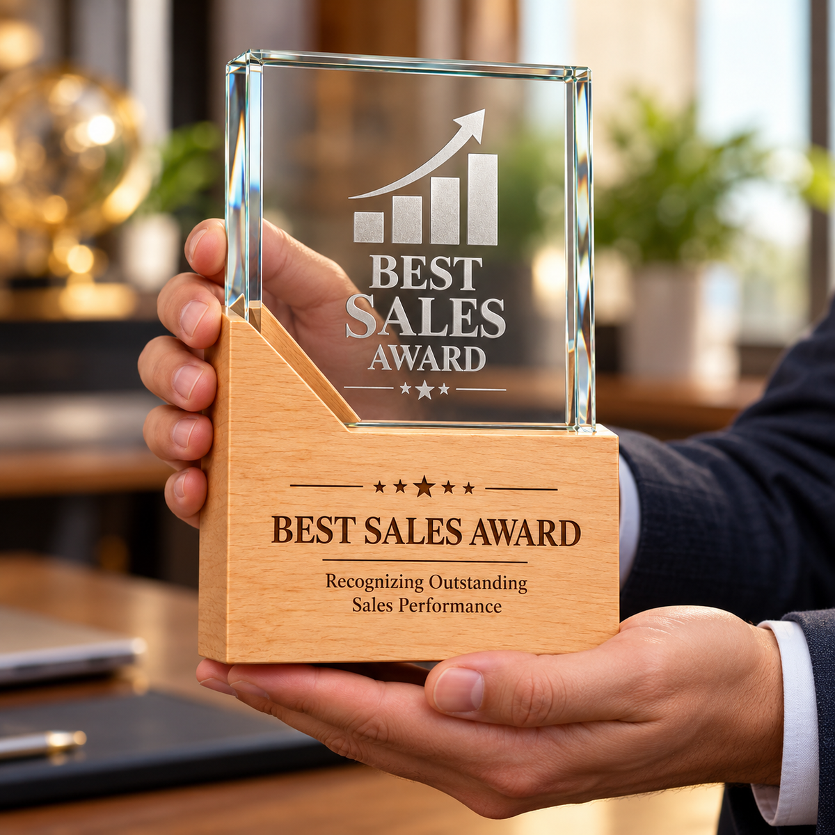 Oakspire Legacy | Custom Crystal and Wood Sales Excellence Award