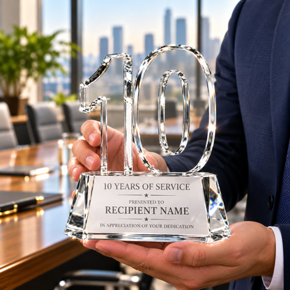 Noble Rise | Custom Crystal 10 Years of Service Recognition Award