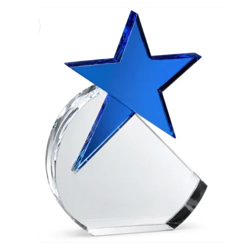 Personalized Cerulean Star Crystal Award Trophy