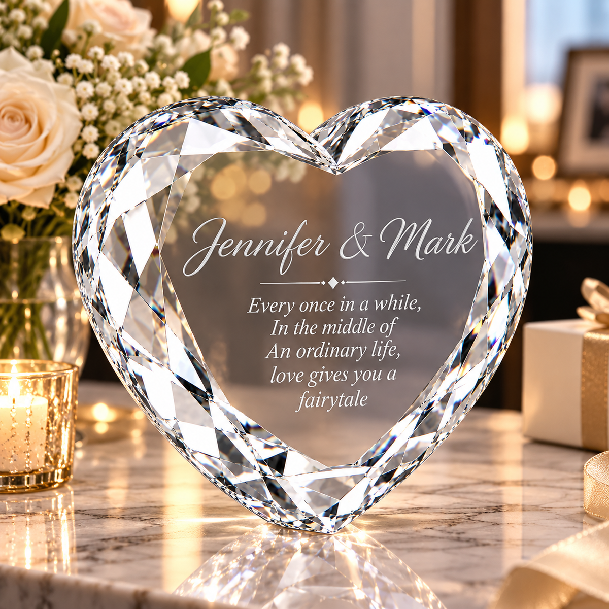 Faceted Heart Keepsake | Personalized Engraved Appreciation Plaque