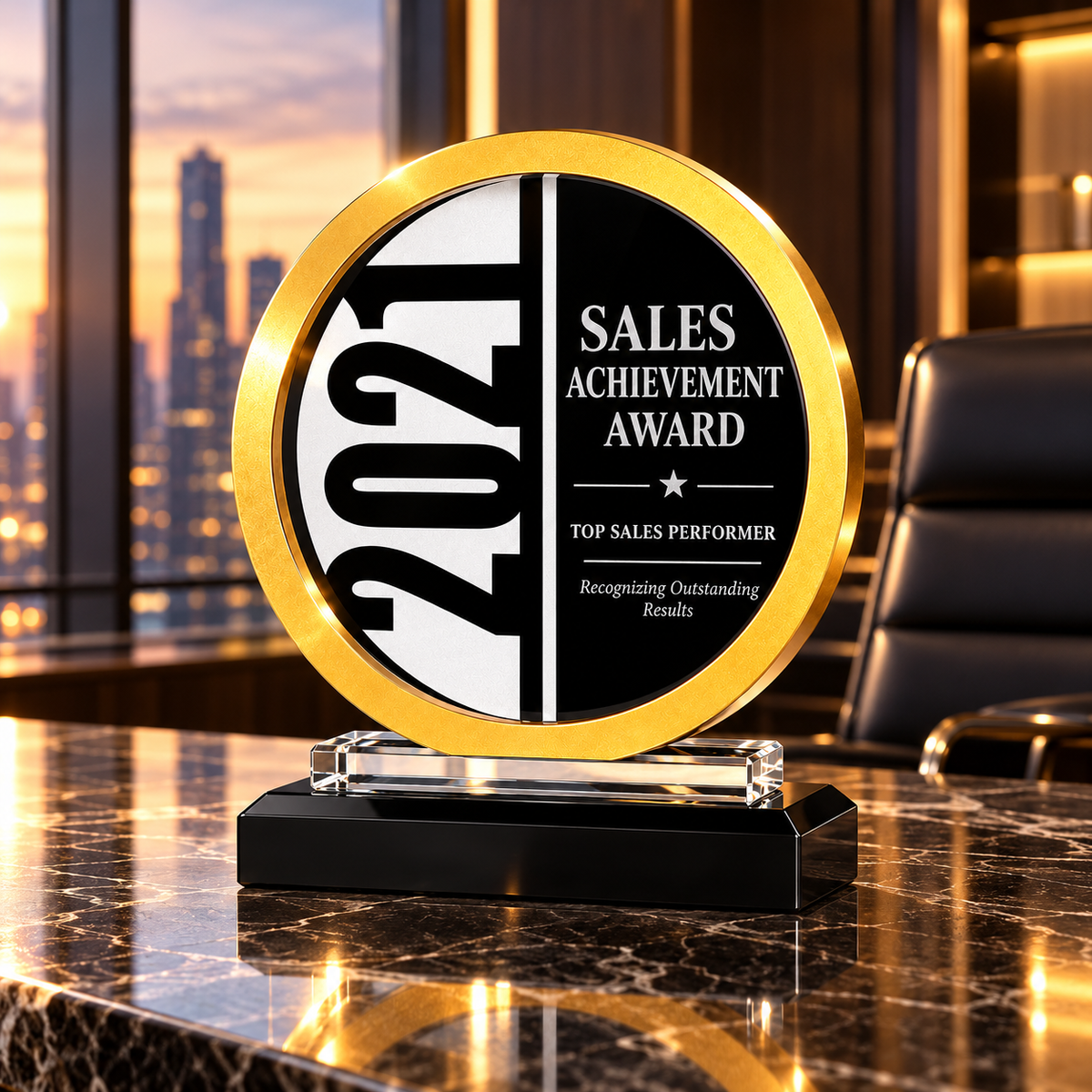Golden Crest | Custom Crystal Sales Achievement Award
