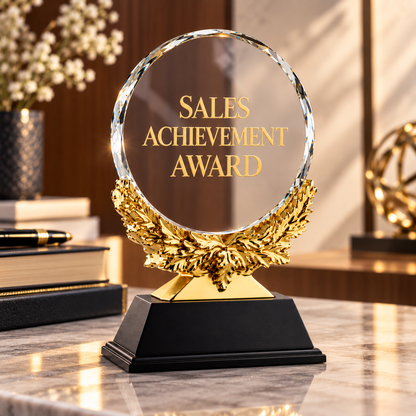 Golden Laurel | Custom Crystal Sales Achievement Award