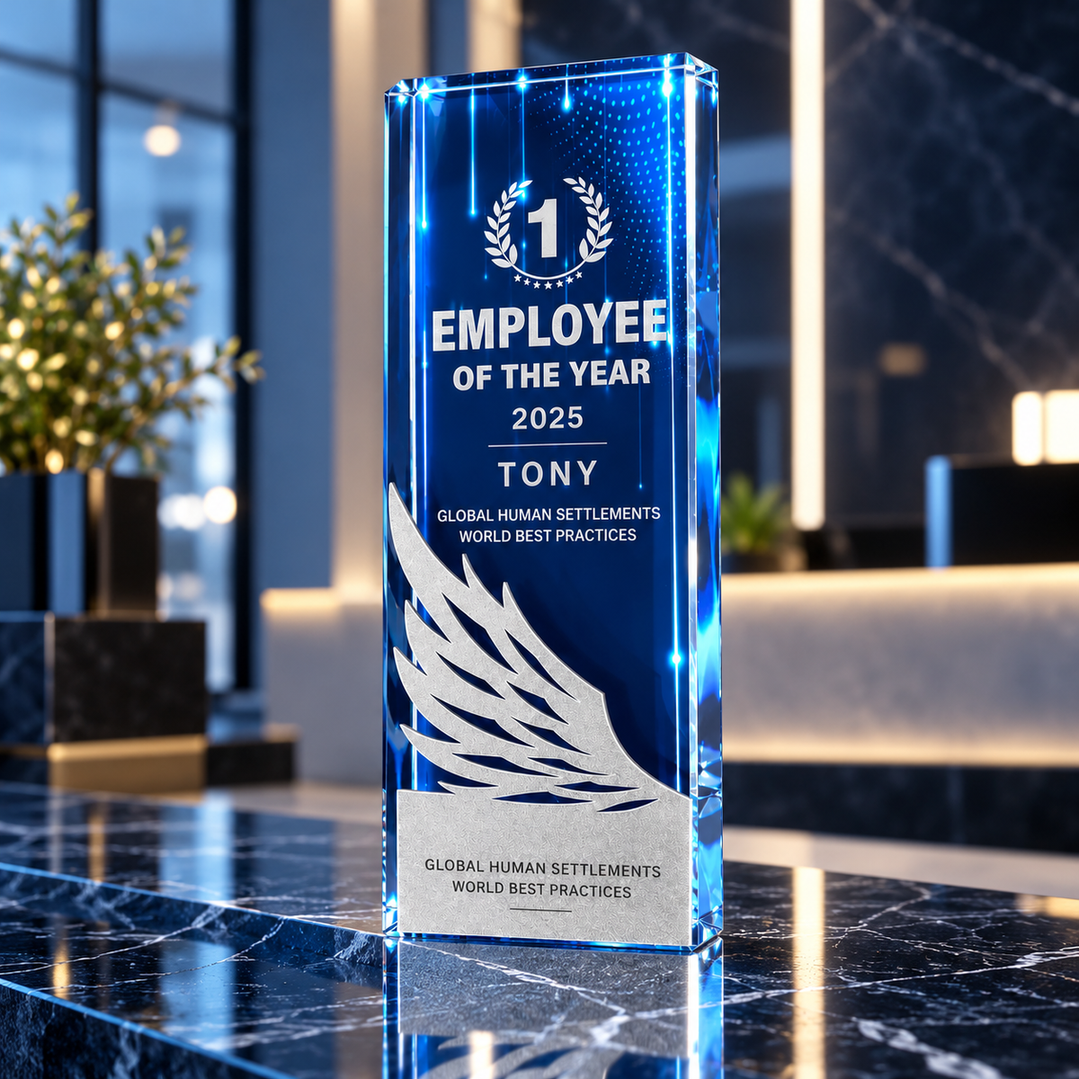Liberty Horizon | Veterans Day Blue Crystal Military Recognition Award
