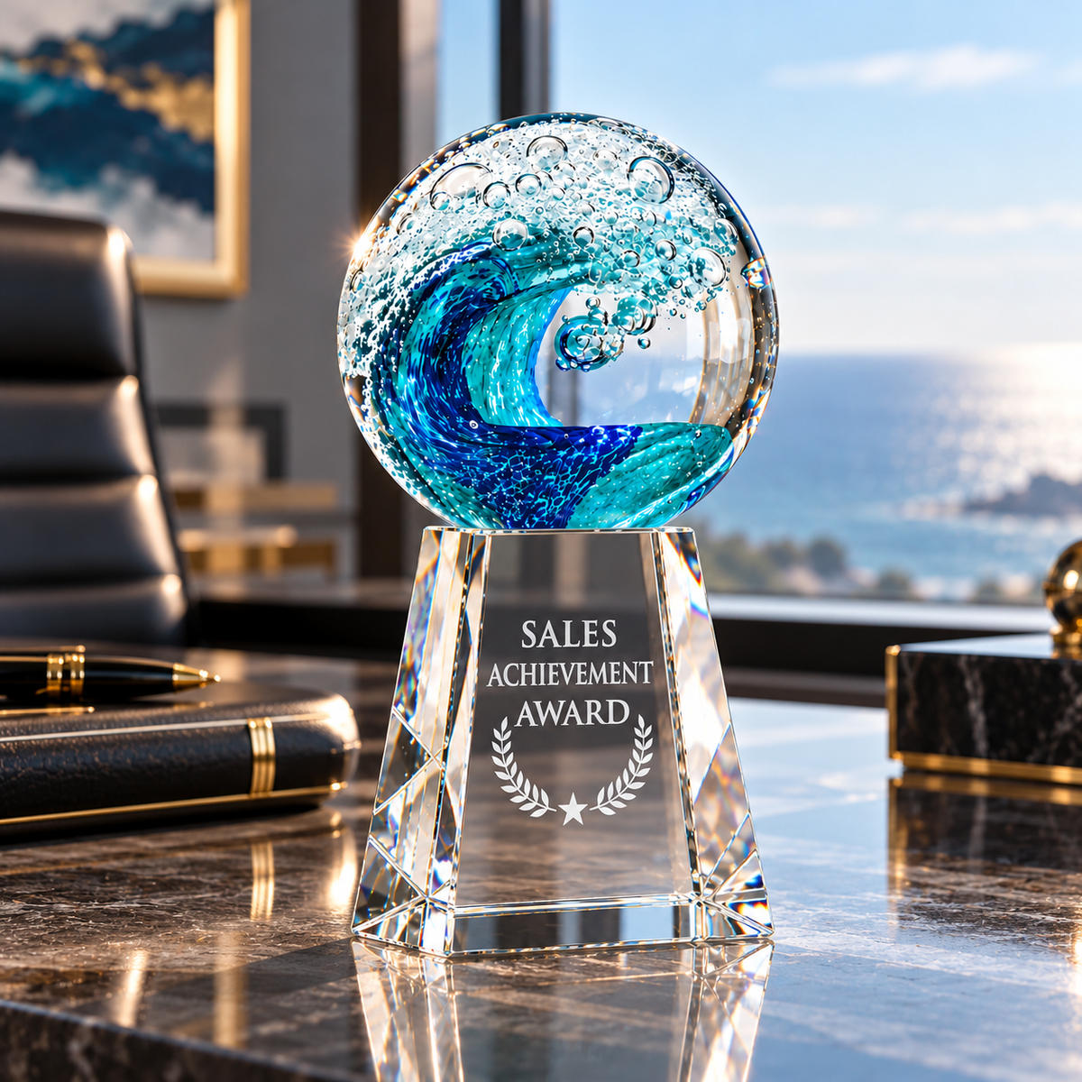 Ocean crest | Custom Crystal Sales Achievement Award
