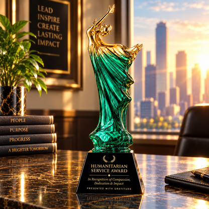 Elegant emerald | Custom Art Glass Humanitarian Service Award