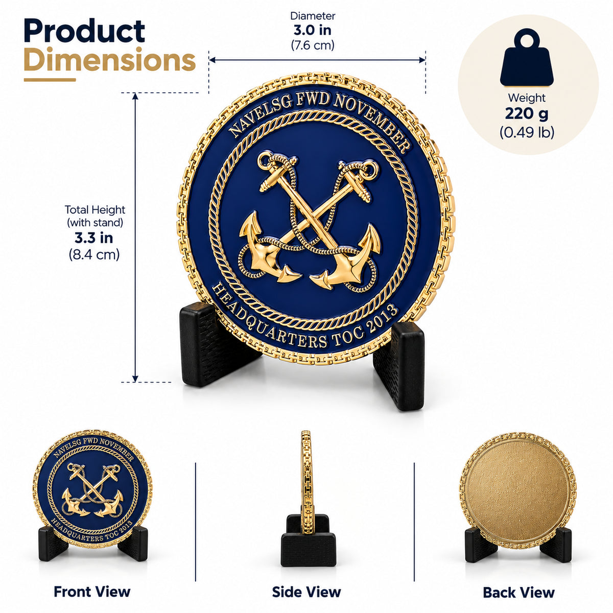 Navy Gold | Custom Navy Challenge Coin Gold Naval Command Recognition