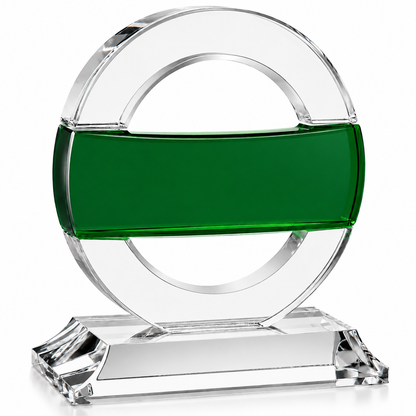 Greenville Crystal | Gravierter Anerkennungspreis mit grünem Akzent