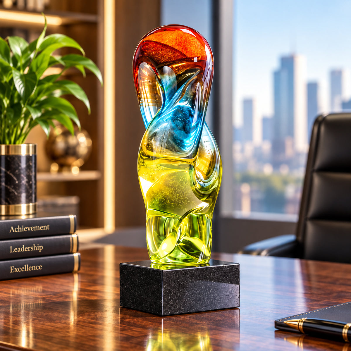 Artistic Ocean | Colorful Artistic Crystal Recognition Trophy