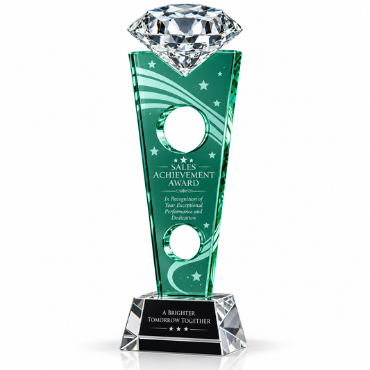 Emerald Diamond | Custom Crystal Sales Achievement Award