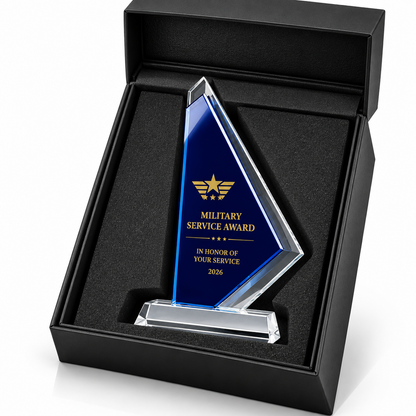 Liberty Pinnacle | Veterans Day Blue Crystal Military Recognition Award