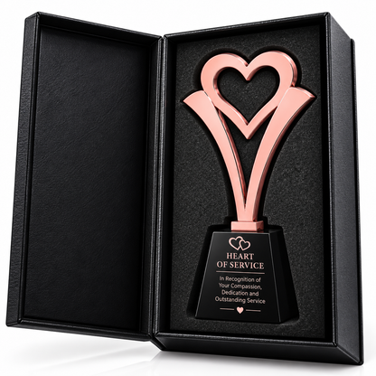Roseheart Elegance | Rose Gold Metal Thanksgiving Appreciation Trophy