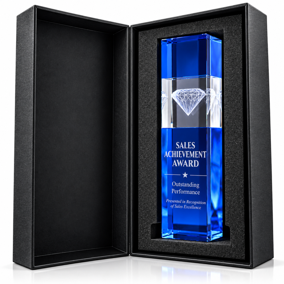 Sapphire Crest | Custom Crystal Sales Achievement Award