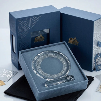 Circular Glass Crystal Plaque