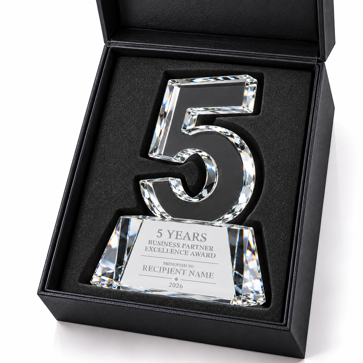 Noble Rise | Custom Crystal 5 Years of Service Recognition Award
