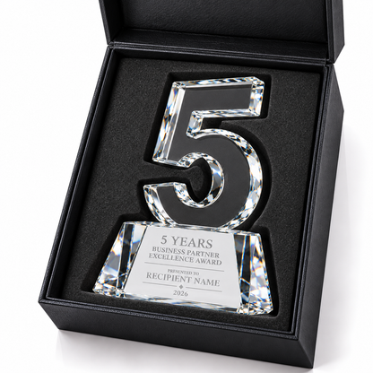 Noble Rise | Custom Crystal 5 Years of Service Recognition Award