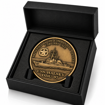 Benutzerdefinierte USS Halsey Challenge Coin – Antikmessing Navy Command Coin
