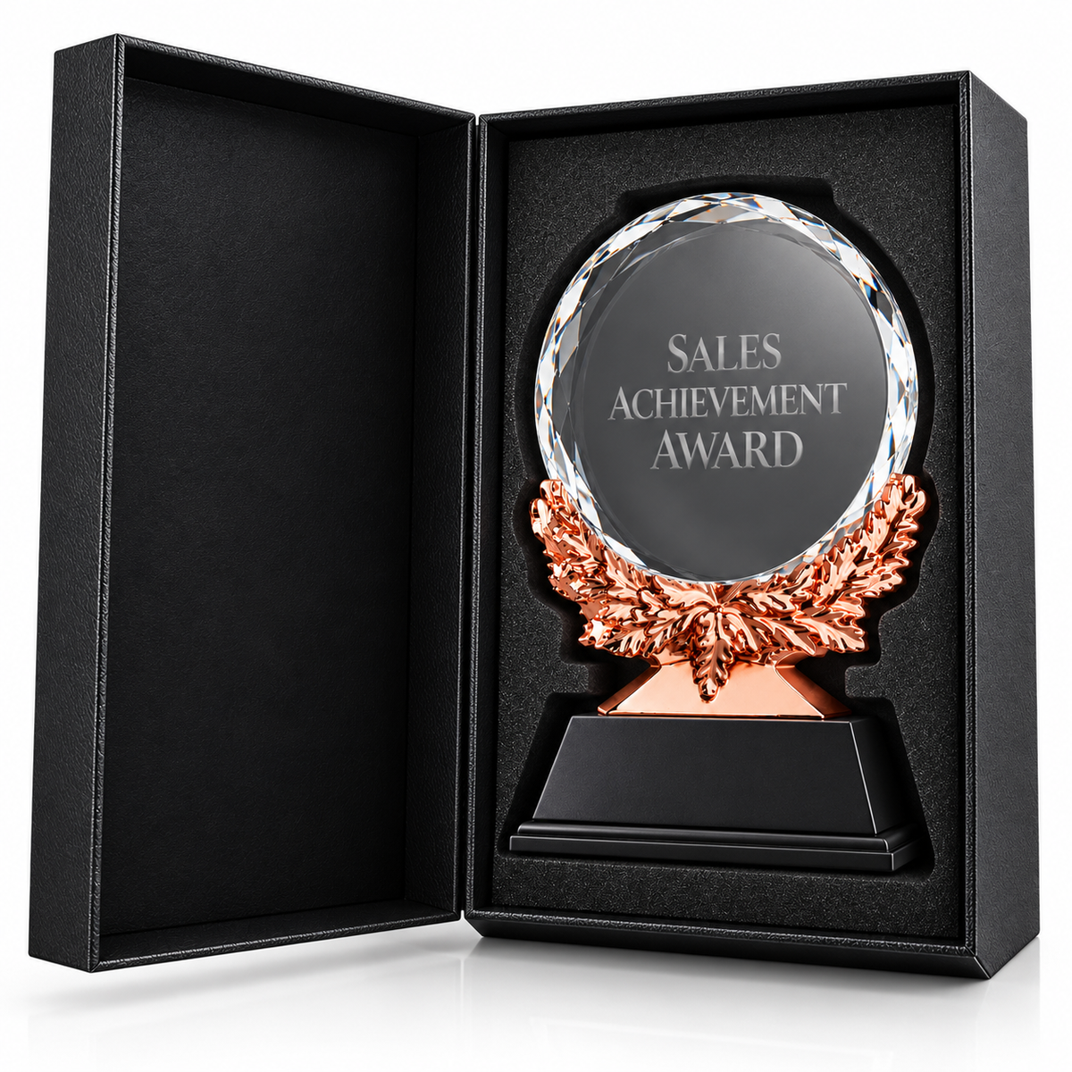 Copper Laurel | Custom Crystal Sales Achievement Award