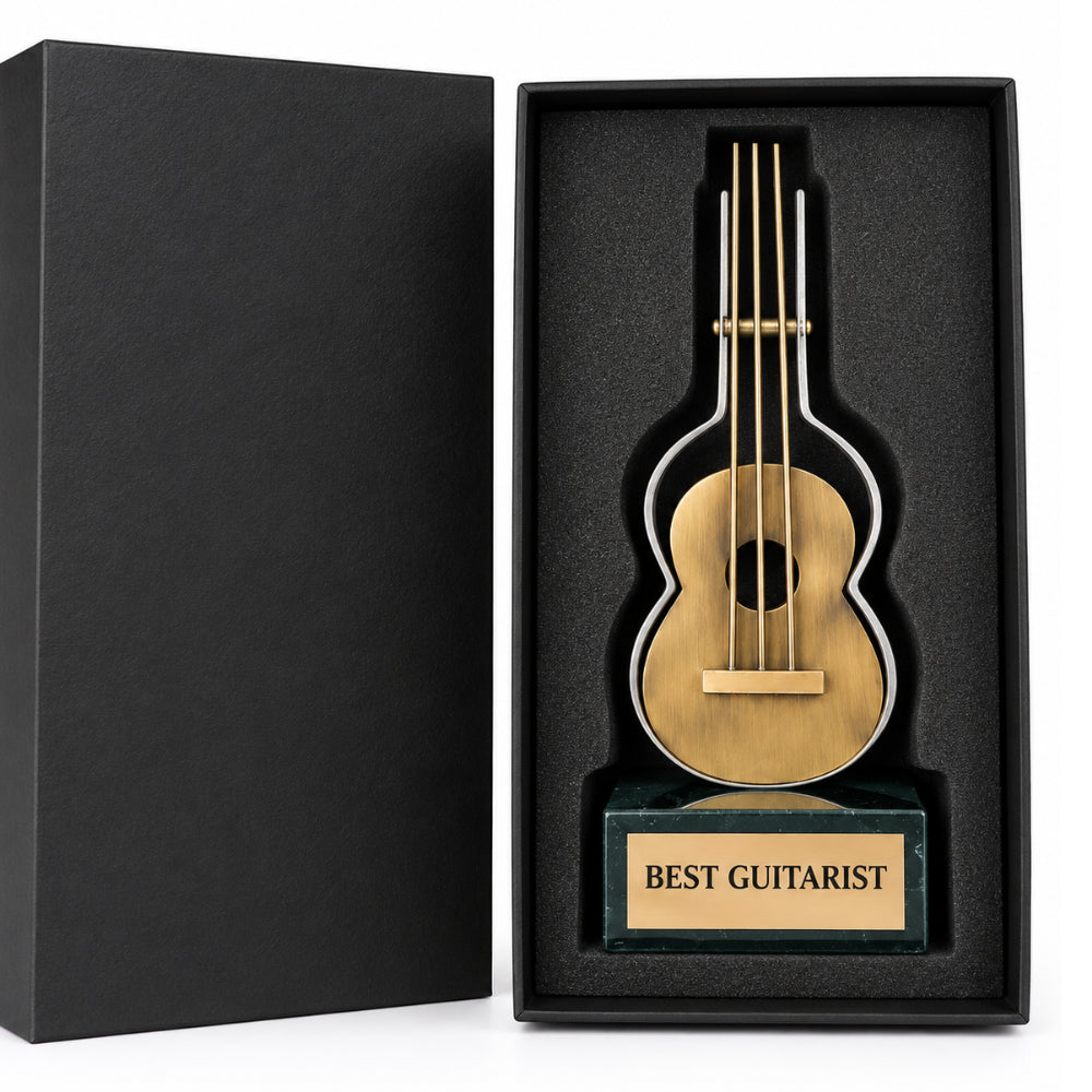 Guitare faite main | Trophée en métal pour une réussite musicale