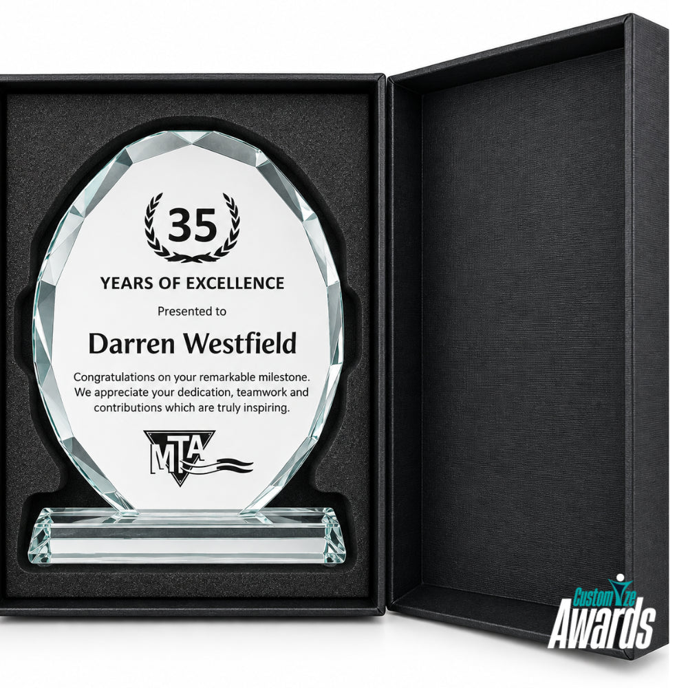 Faceted Edge Oval | Personalized Crystal Recognition Award