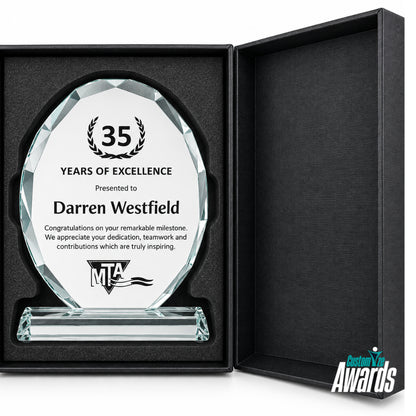 Faceted Edge Oval | Personalized Crystal Recognition Award