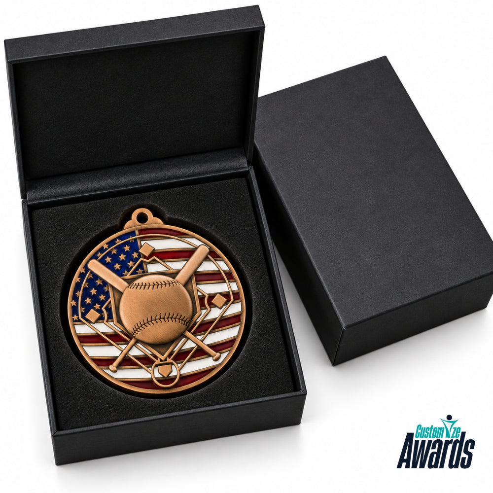 USA Flag | Custom Baseball Medal for Athletic Achievement