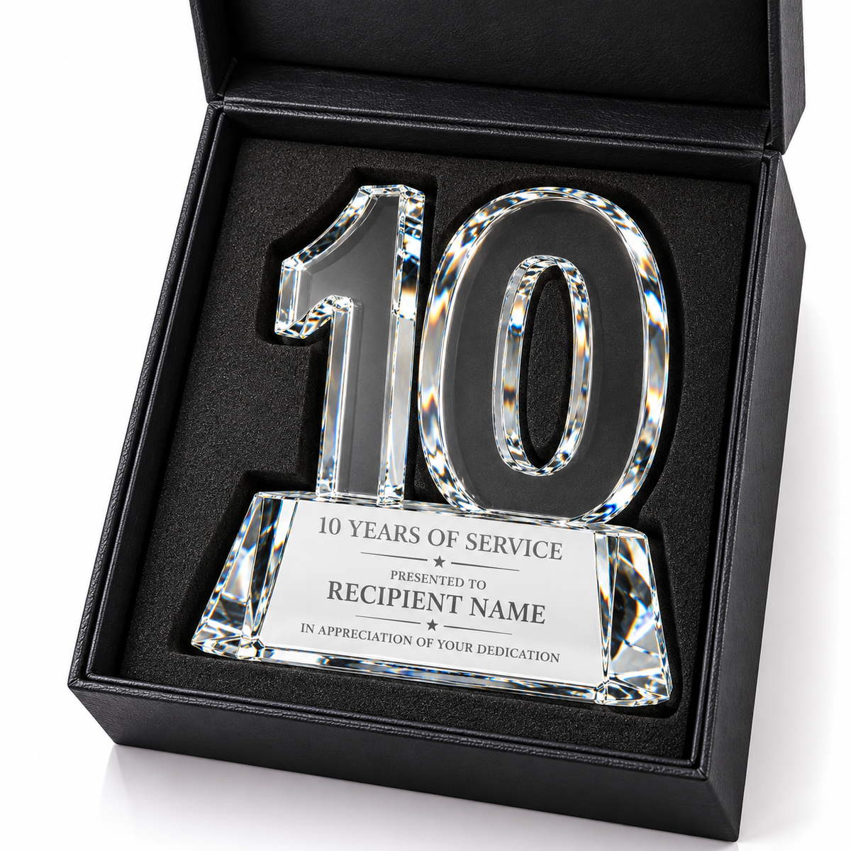 Noble Rise | Custom Crystal 10 Years of Service Recognition Award