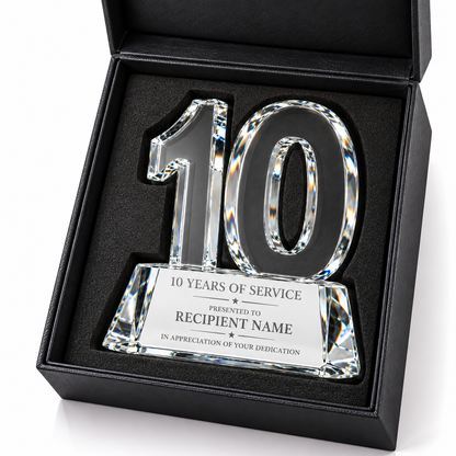 Noble Rise | Custom Crystal 10 Years of Service Recognition Award