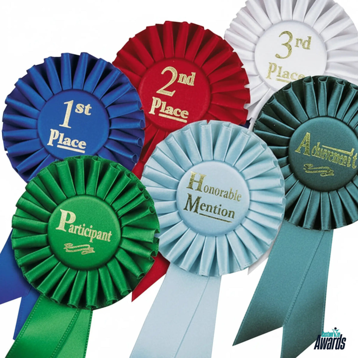 Award Ribbons Place Ribbon Medals | 1st 2nd 3rd Custom Rosette Awards – Customize Awards