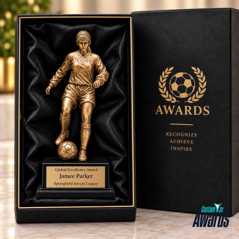 Striker's  Ambition | Personalized Soccer Performance Recognition Trophy