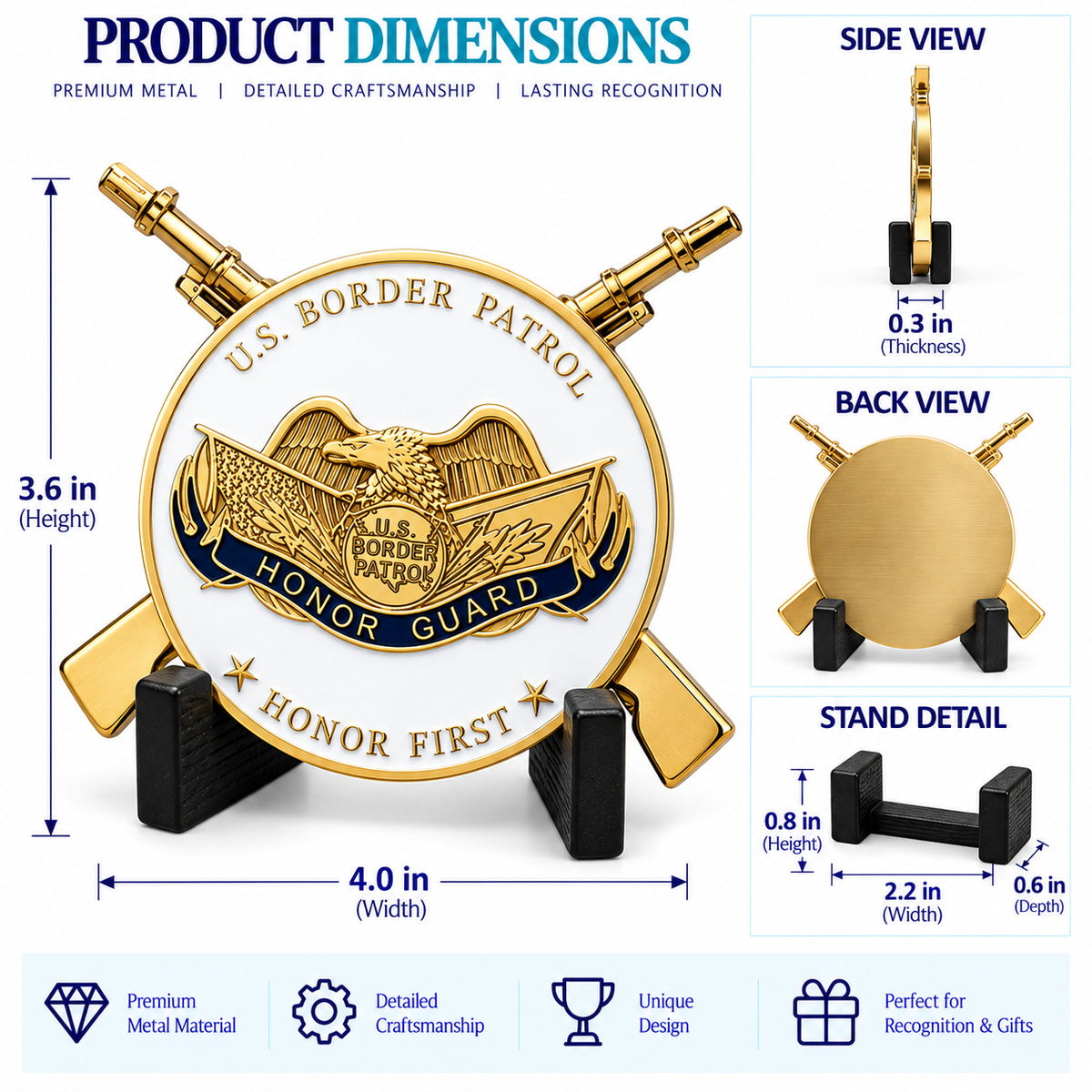 Border Patrol | Personalized Law Enforcement Gold Challenge Coin