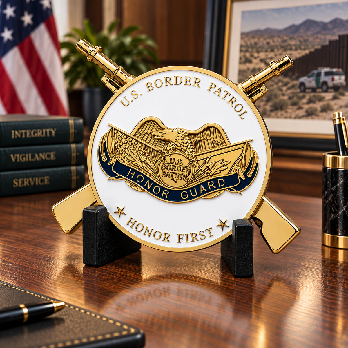 Border Patrol | Personalized Law Enforcement Gold Challenge Coin