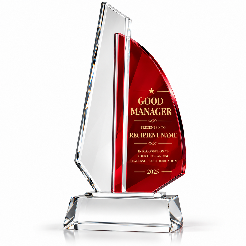 Crimson Summit | Custom Red Crystal Leadership Recognition Award