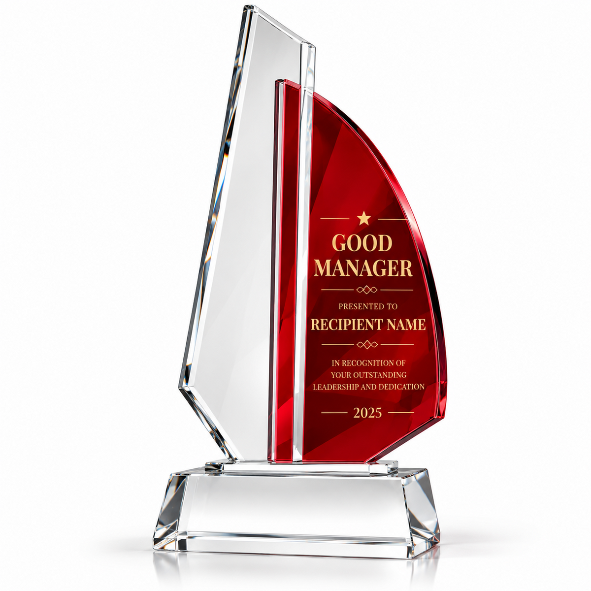 Crimson Summit | Custom Red Crystal Leadership Recognition Award