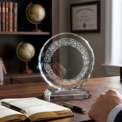 Circular Glass Crystal Plaque