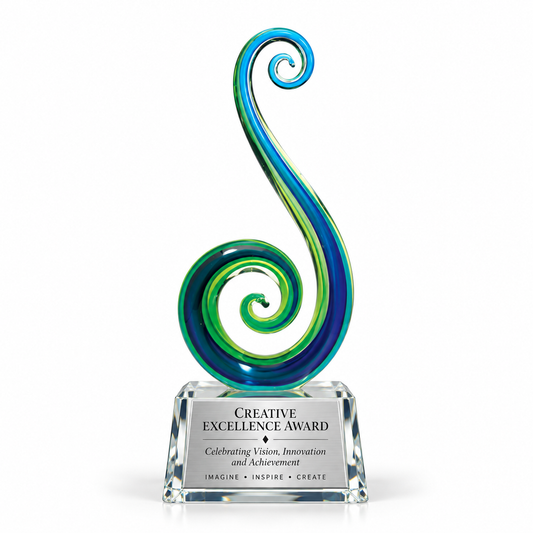 Emerald Spiral | Custom Art Glass Achievement Award