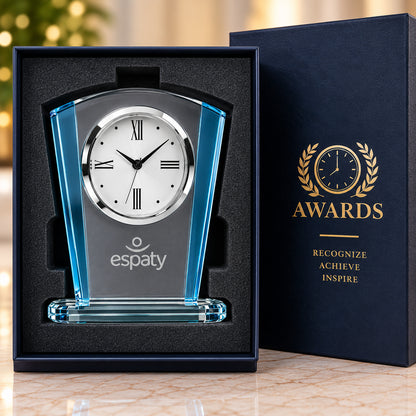 Azure Timepiece | Blue Crystal Clock Recognition Award