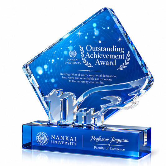 Academic Tribute | Custom Blue Crystal Teacher Recognition Award