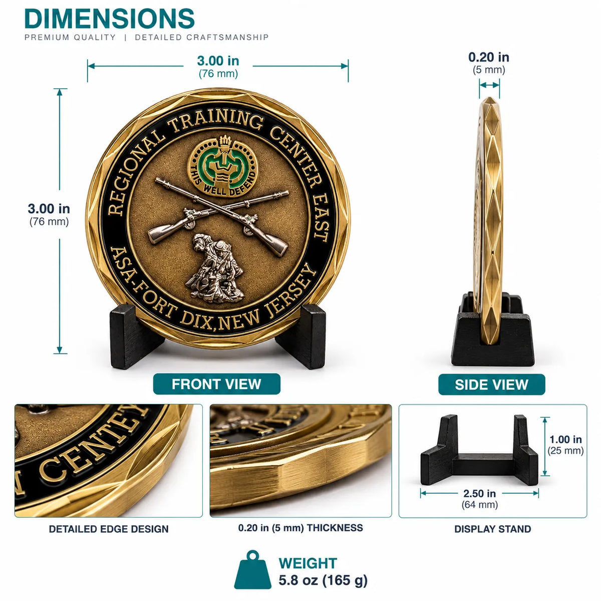 Military Challenge | Antique Brass 3D Army Recognition Coin