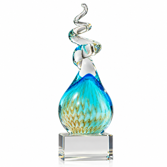 Aqua Flame | Custom Art Glass Achievement Award