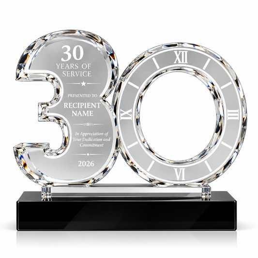 Timeless Legacy | Custom Crystal 30 Year Service Anniversary Award